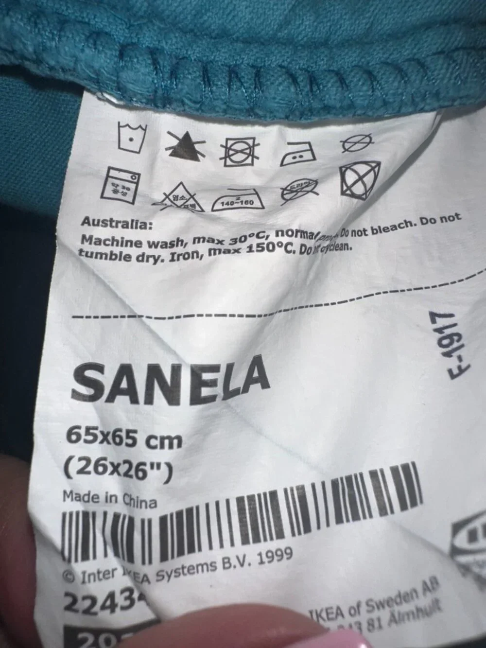 IKEA Sanela Teal Blue Velvet Cushion Covers Square Euro Sham Set of 2